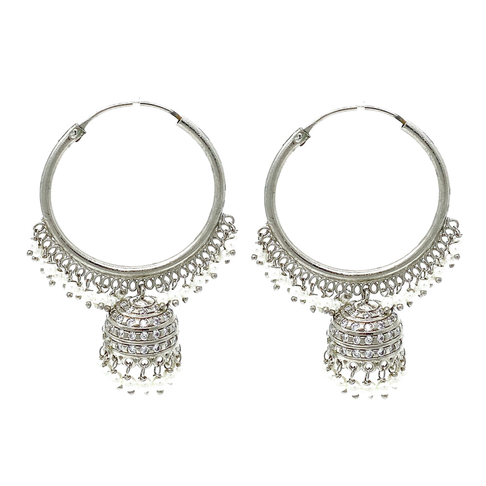 Buy Maati Floral Statement Antique Oxidized Chandbali Earrings | Tarinika